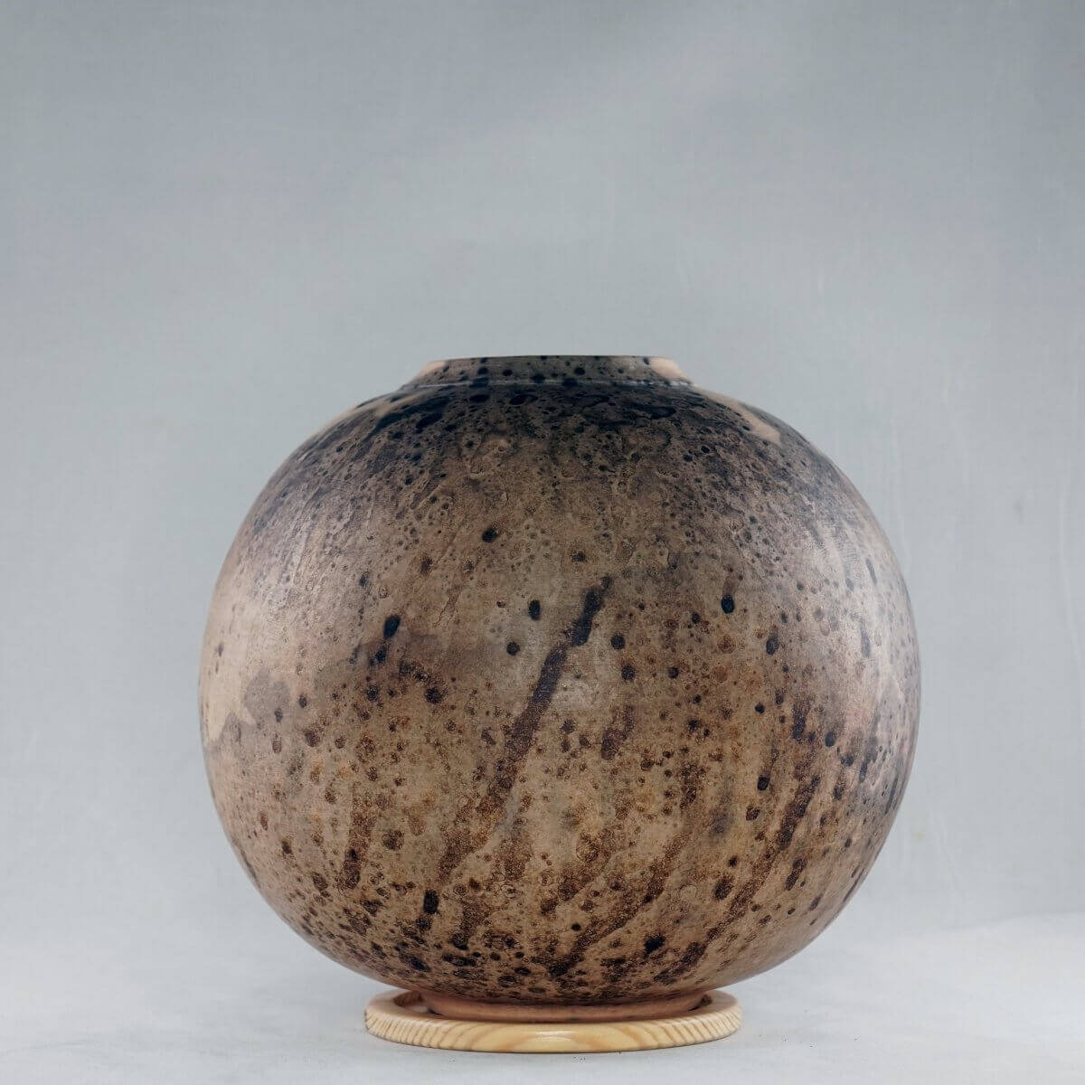 Raku pottery vase ceramic home decor RAAQUU Large Globe Ceramic Vase Obvara S/N0000094 10" Raku Pottery