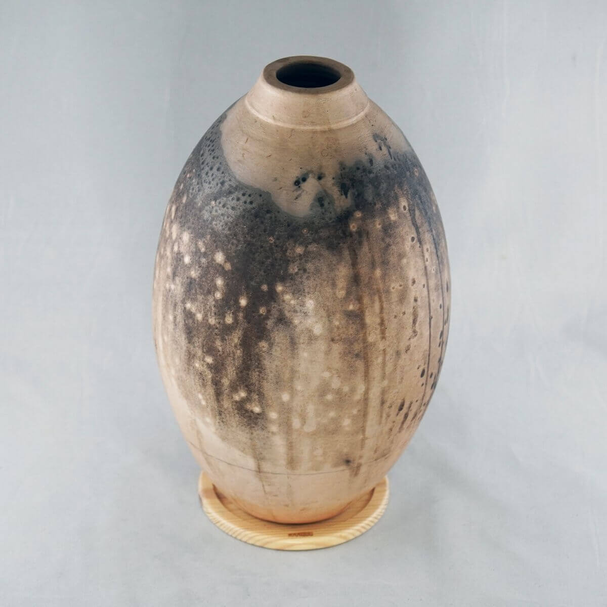 Raku pottery vase ceramic home decor RAAQUU Large Oval Ceramic Vase Obvara S/N0000209 12.5" Raku Pottery