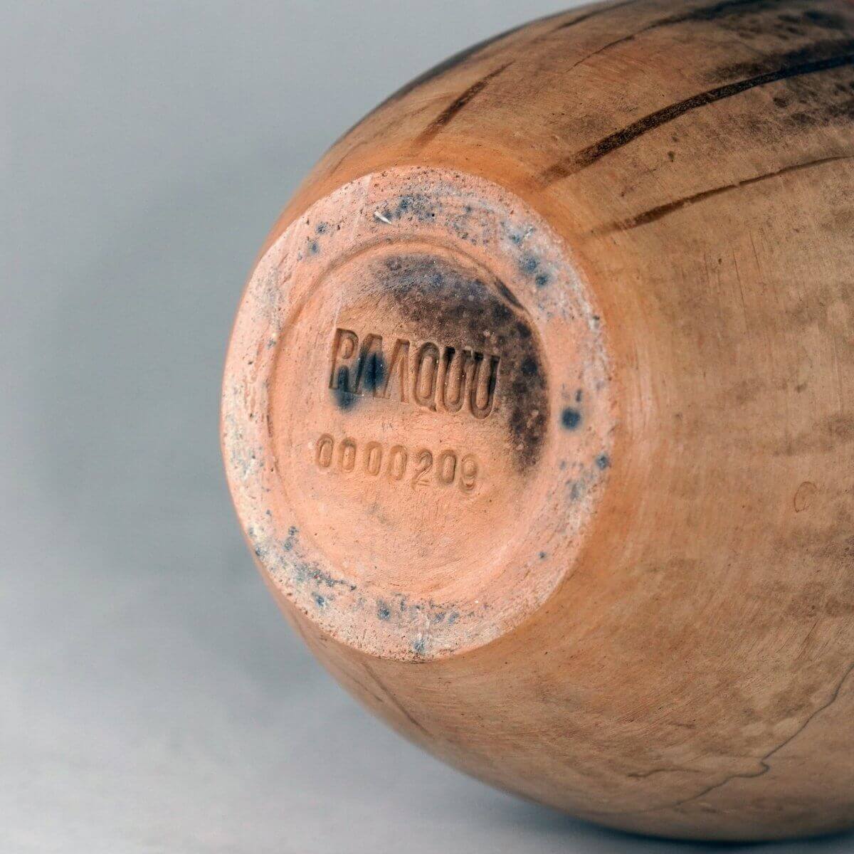 Raku pottery vase ceramic home decor RAAQUU Large Oval Ceramic Vase Obvara S/N0000209 12.5" Raku Pottery