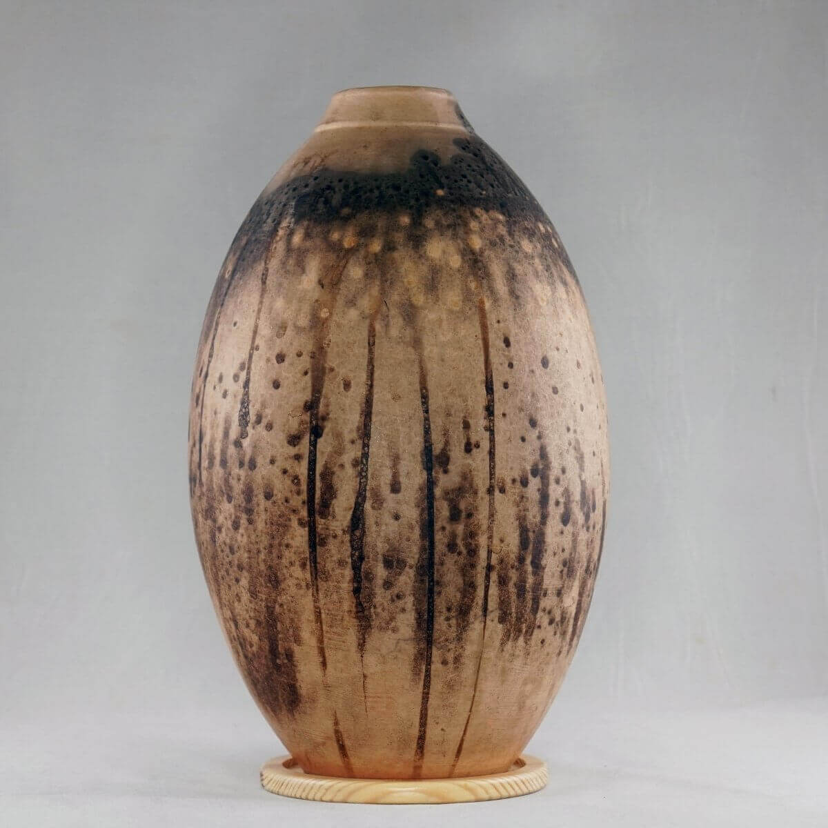Raku pottery vase ceramic home decor RAAQUU Large Oval Ceramic Vase Obvara S/N0000209 12.5" Raku Pottery