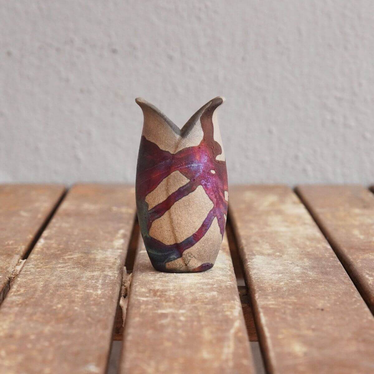 RAAQUU Hana Mini Ceramic Vase 3.5" Raku Fired Pottery Gift Unique Handmade ceramic pottery raku vases, urns, and home decor, sculptures, wall decor, gifts by Adil Ghani