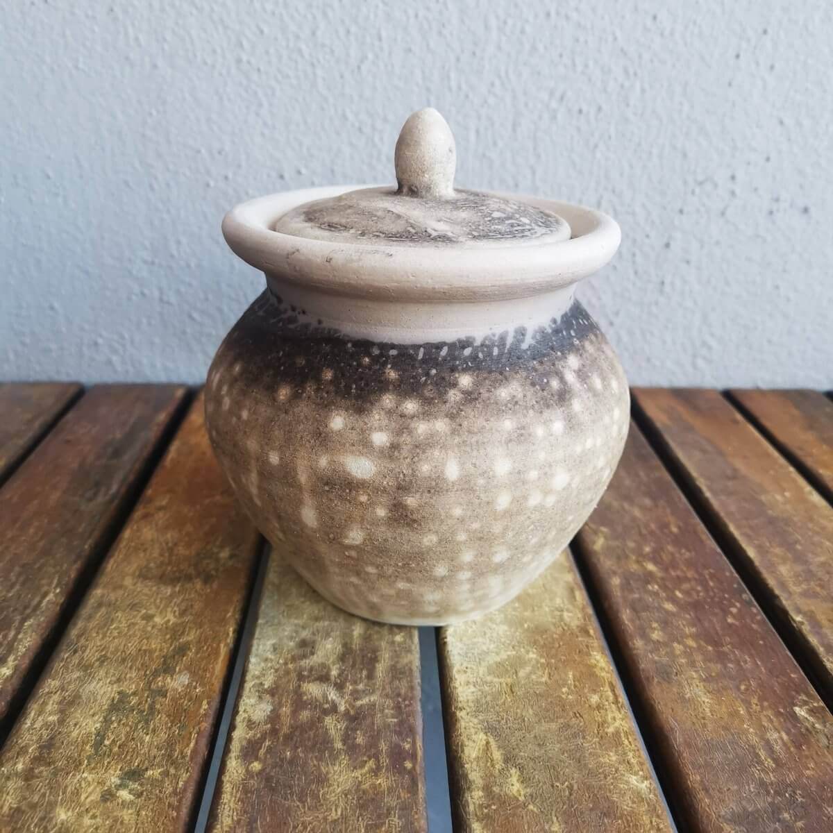RAAQUU HEIWA Pottery Urn for Remains - 18.6 oz capacity for child, pet, dog, cat Unique Handmade ceramic pottery raku vases, urns, and home decor, sculptures, wall decor, gifts by Adil Ghani