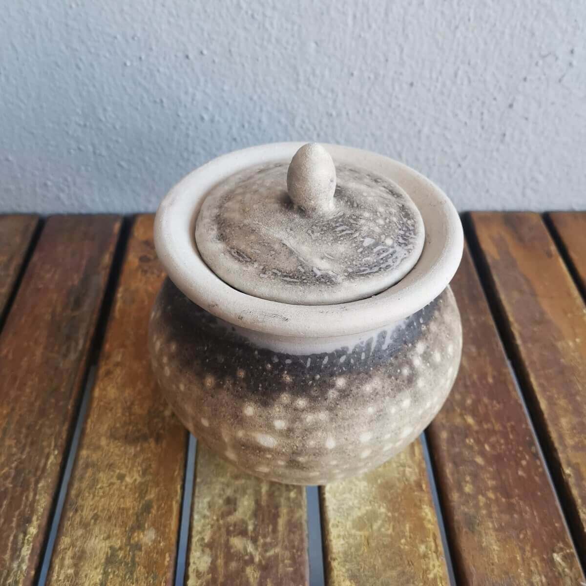 RAAQUU HEIWA Pottery Urn for Remains - 18.6 oz capacity for child, pet, dog, cat Unique Handmade ceramic pottery raku vases, urns, and home decor, sculptures, wall decor, gifts by Adil Ghani