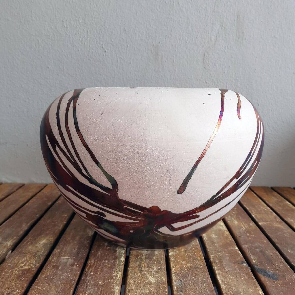 RAAQUU Large 13" Wide Tsubomi Vase PRE-ORDER Raku Pottery Unique Handmade ceramic pottery raku vases, urns, and home decor, sculptures, wall decor, gifts by Adil Ghani