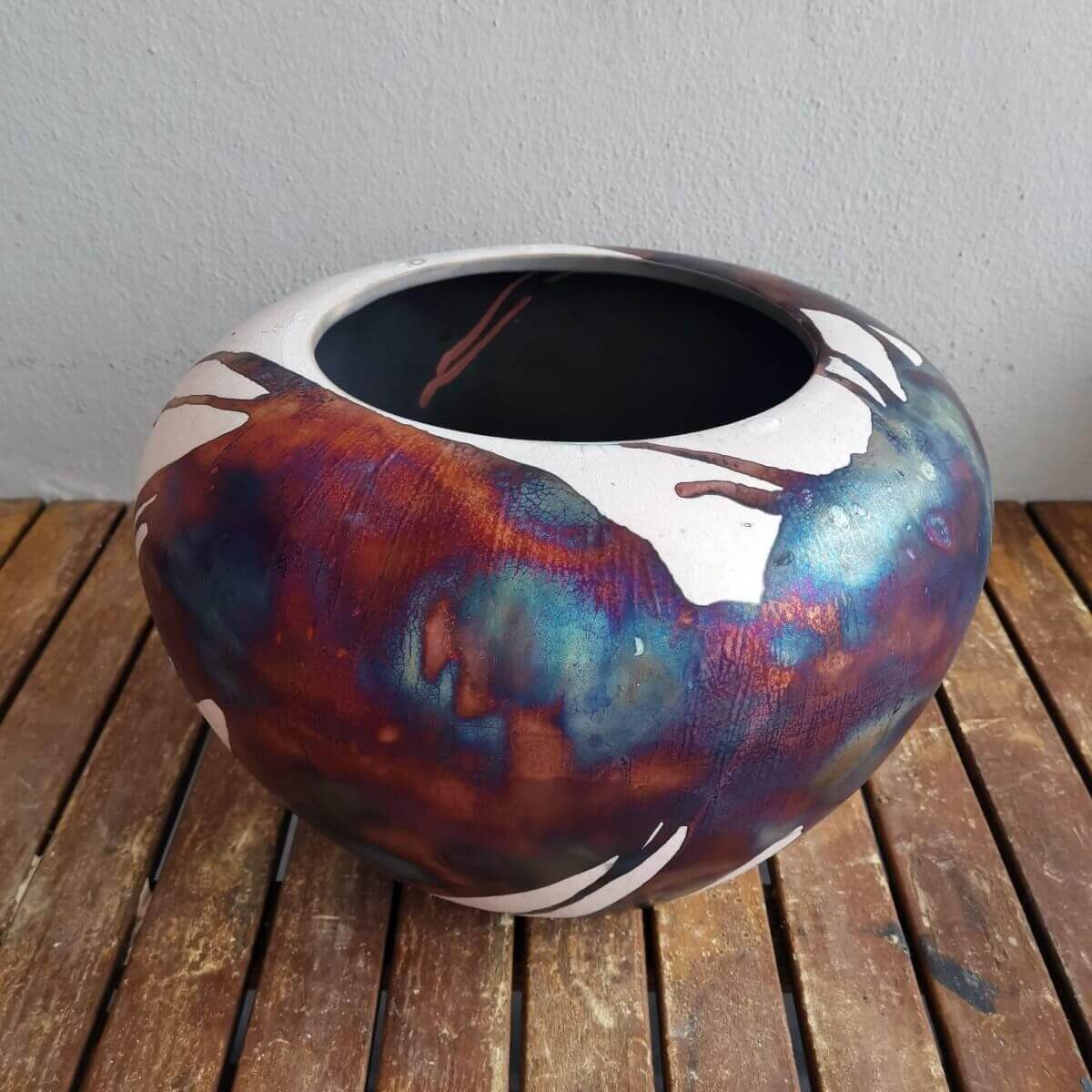 RAAQUU Large 13" Wide Tsubomi Vase PRE-ORDER Raku Pottery Unique Handmade ceramic pottery raku vases, urns, and home decor, sculptures, wall decor, gifts by Adil Ghani