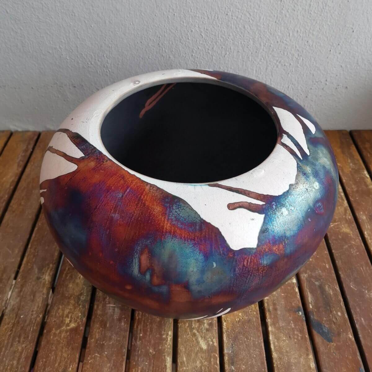 RAAQUU Large 13" Wide Tsubomi Vase PRE-ORDER Raku Pottery Unique Handmade ceramic pottery raku vases, urns, and home decor, sculptures, wall decor, gifts by Adil Ghani