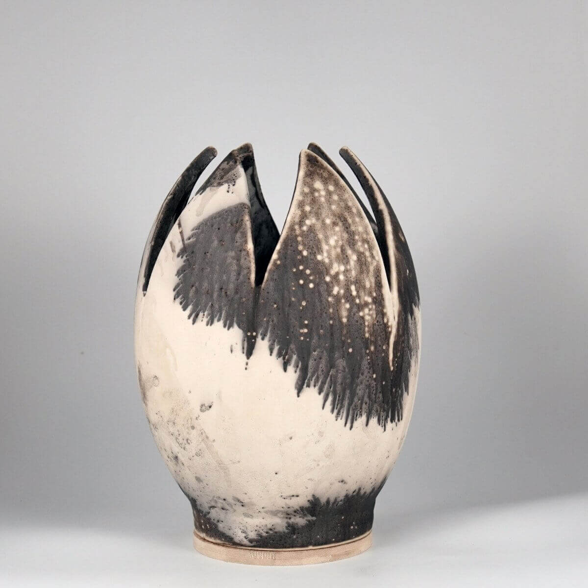 RAAQUU Large Flower Ceramic Vase Obvara S/N0000170 11" Raku Pottery - RAAQUU