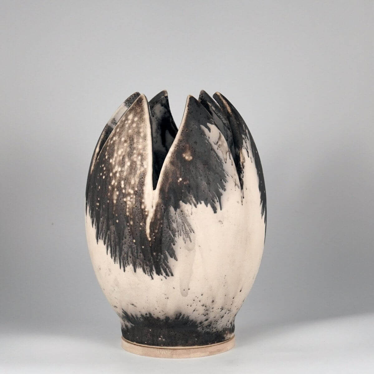 RAAQUU Large Flower Ceramic Vase Obvara S/N0000170 11" Raku Pottery - RAAQUU