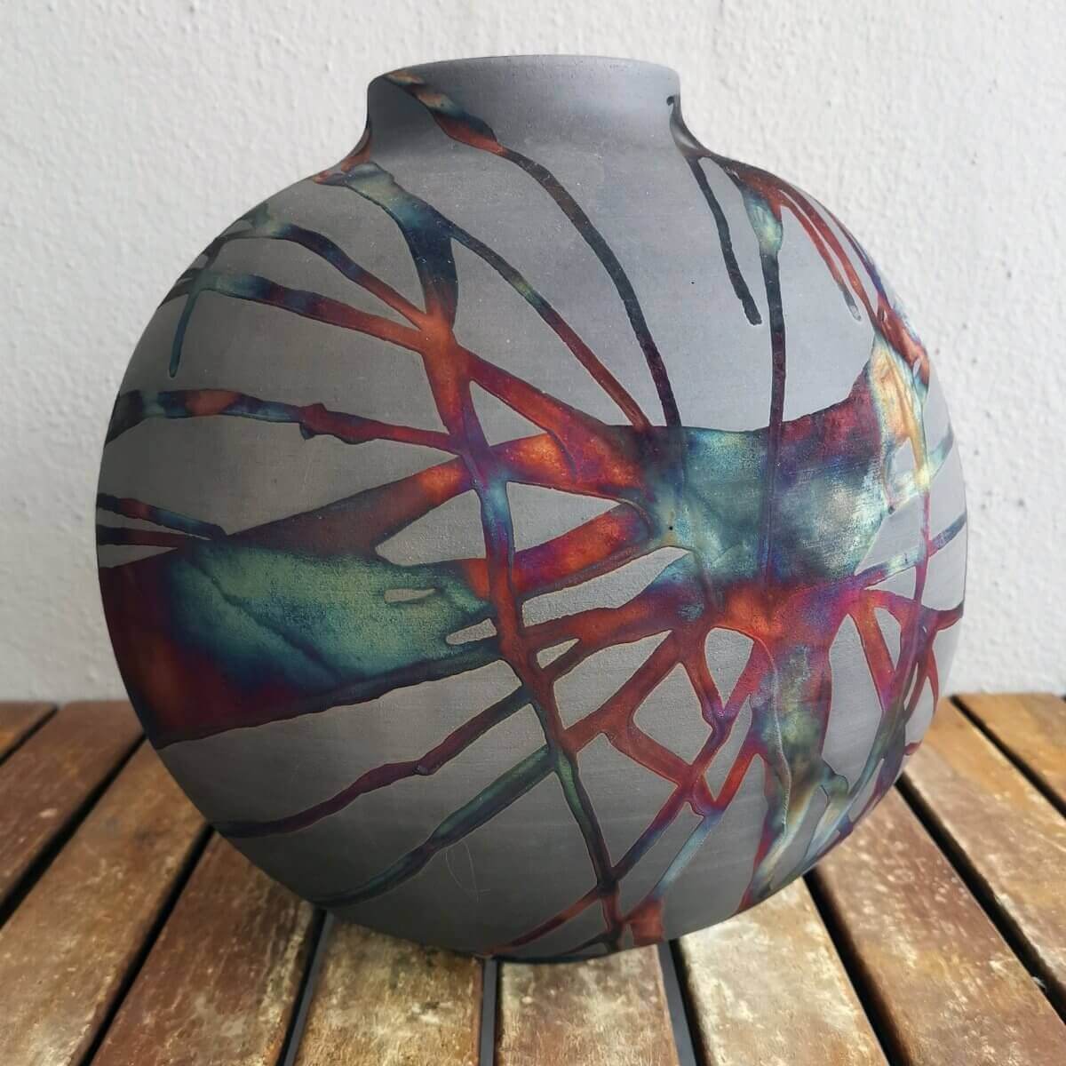 Raku pottery vase ceramic home decor