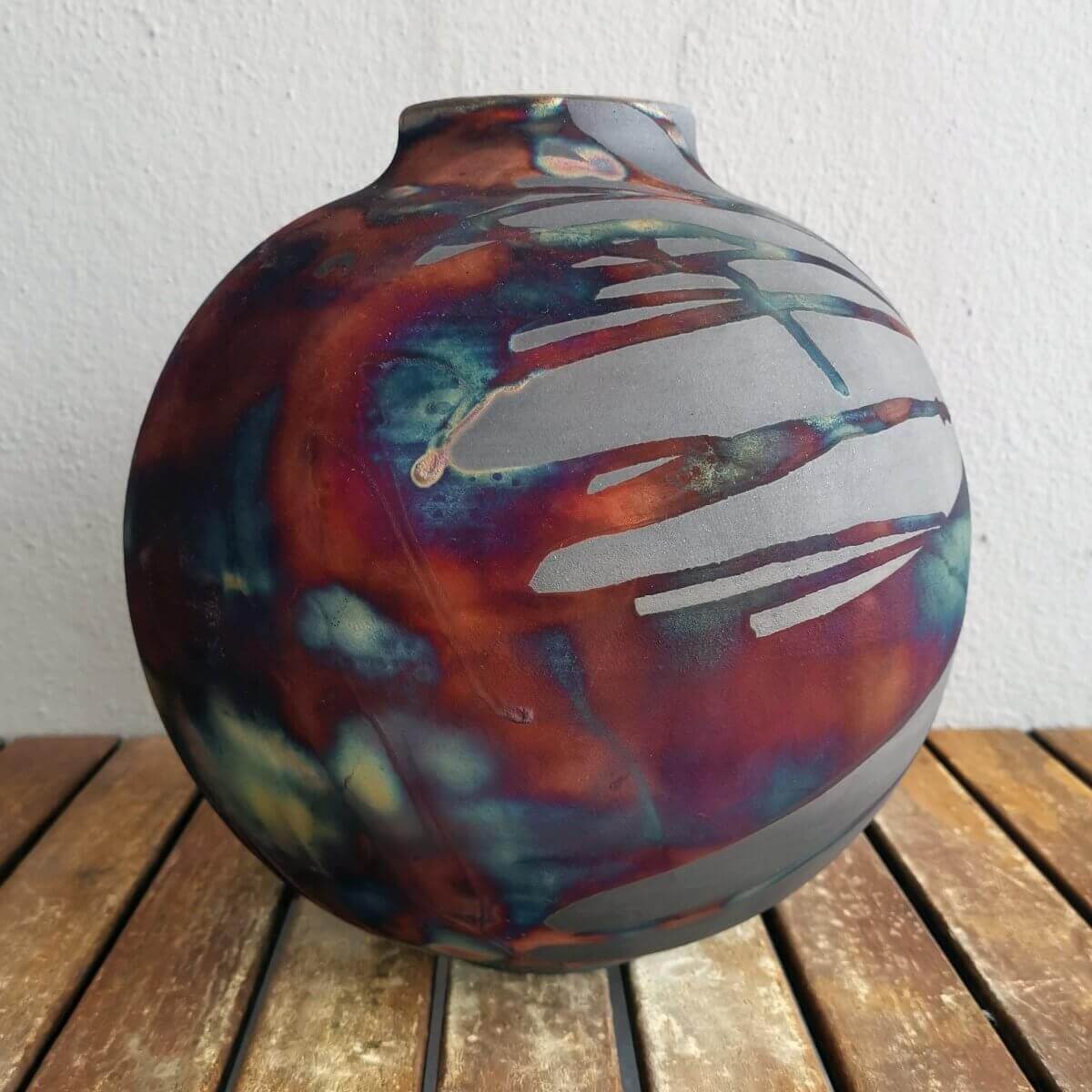 Raku pottery vase ceramic home decor