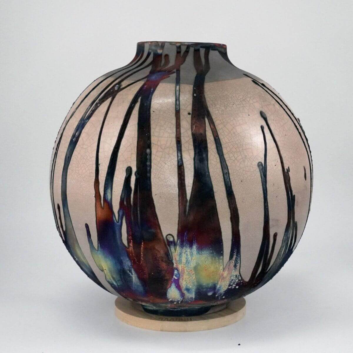Raku pottery vase ceramic home decor