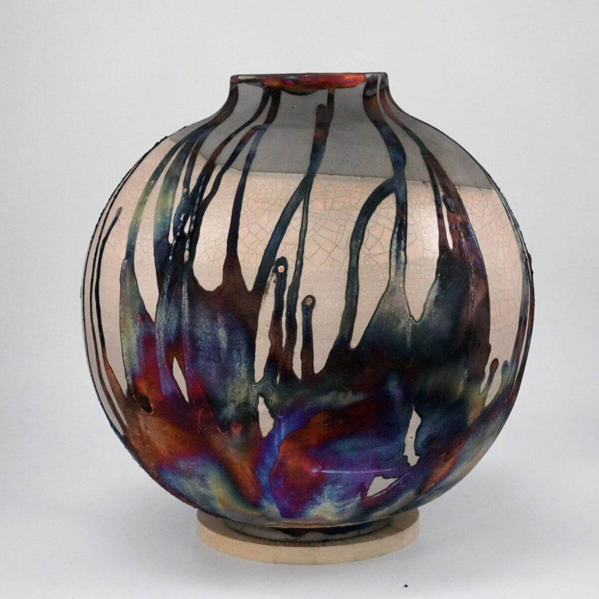 Raku pottery vase ceramic home decor