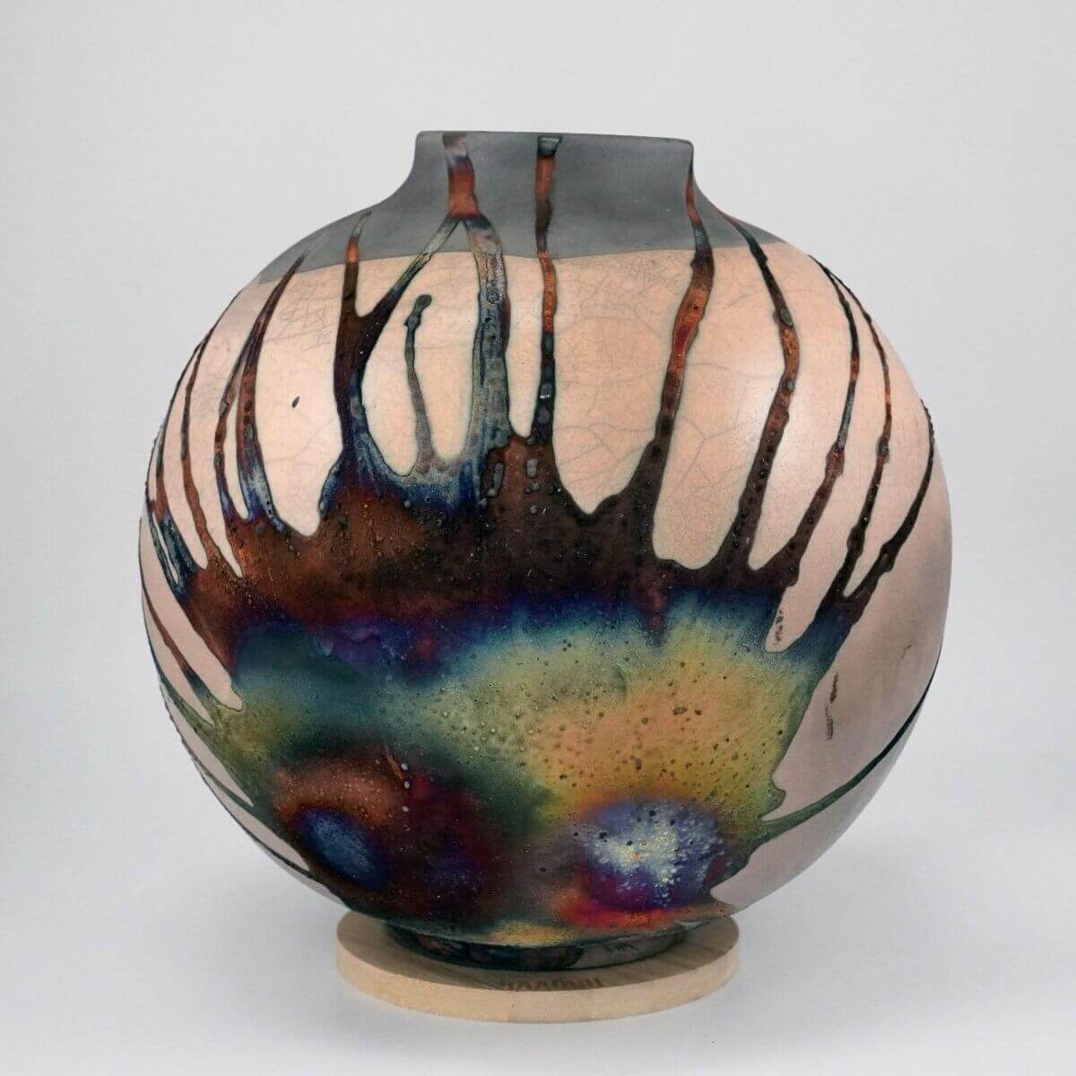 Raku pottery vase ceramic home decor