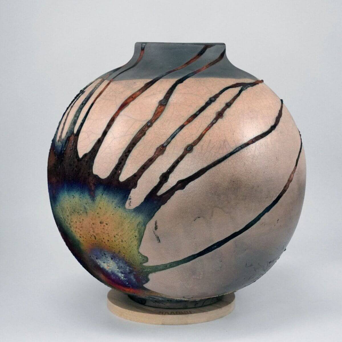 Raku pottery vase ceramic home decor