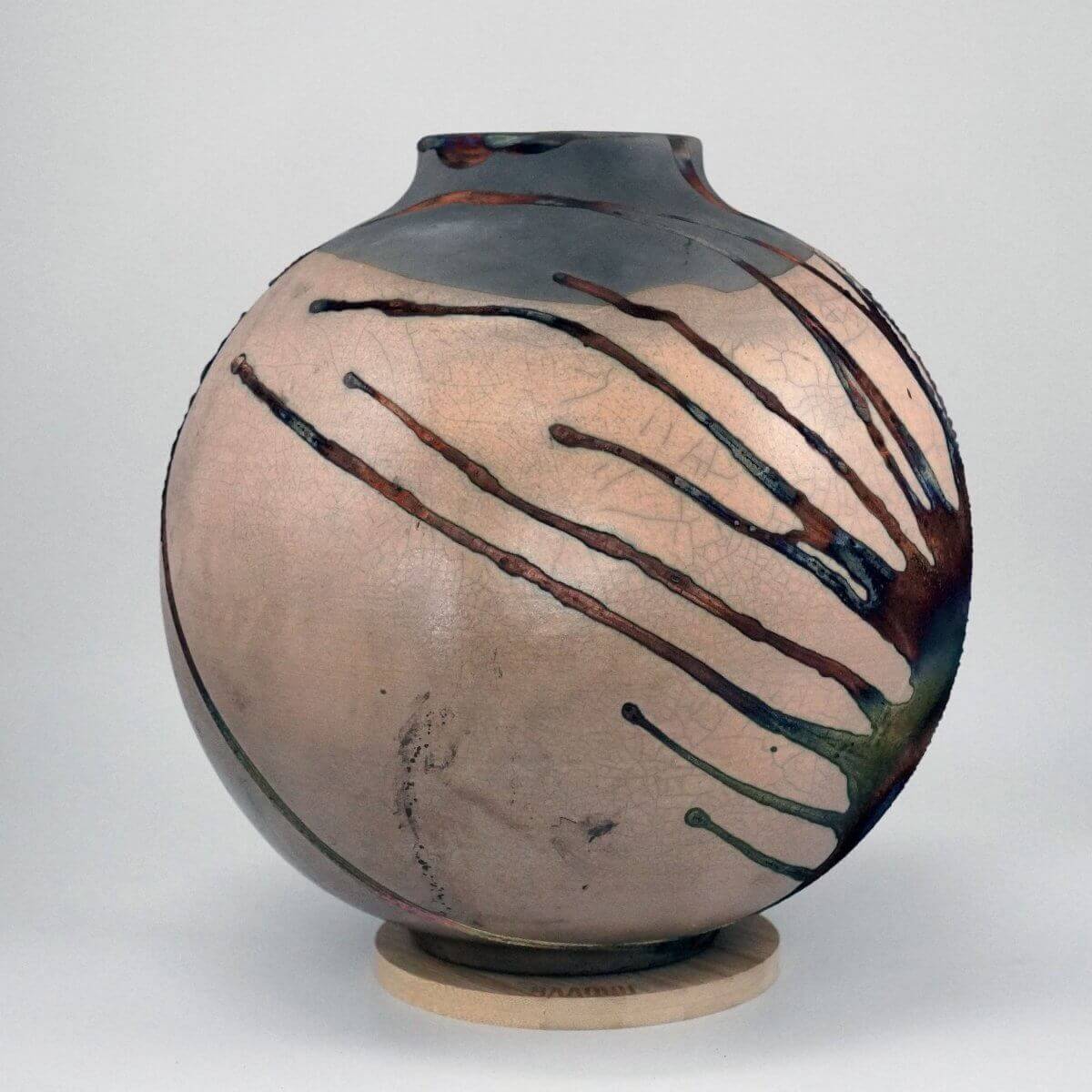 Raku pottery vase ceramic home decor