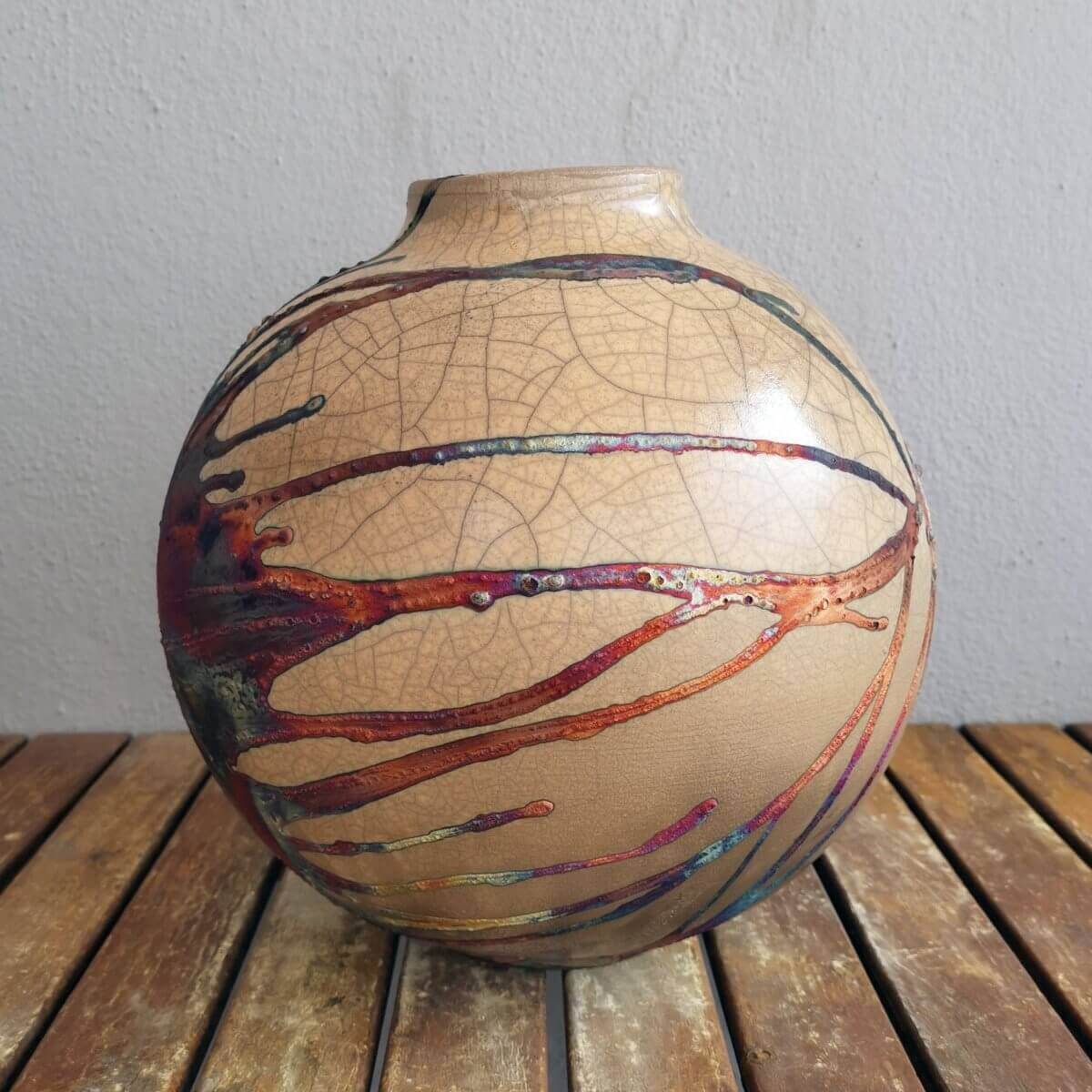 Raku pottery vase ceramic home decor