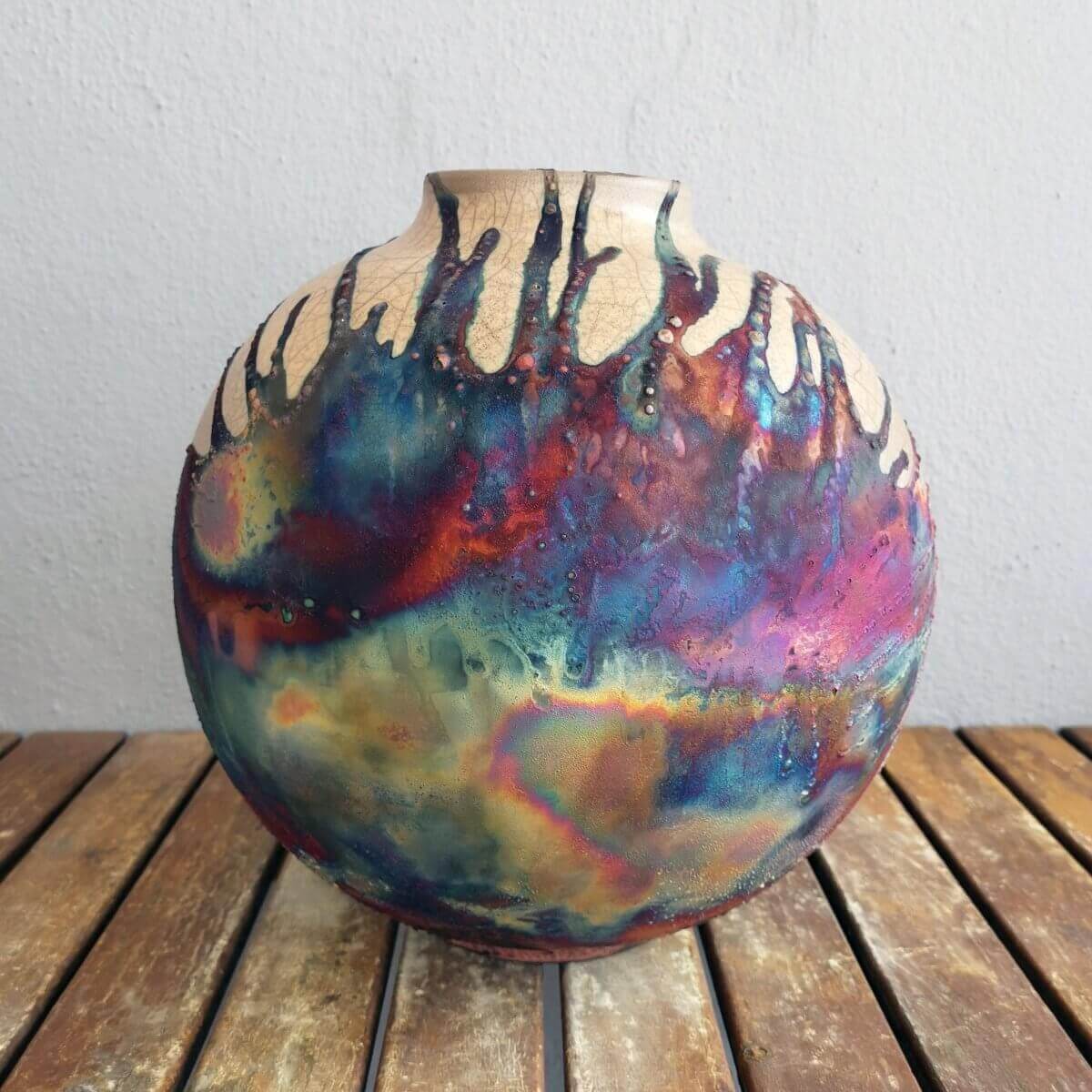 Raku pottery vase ceramic home decor
