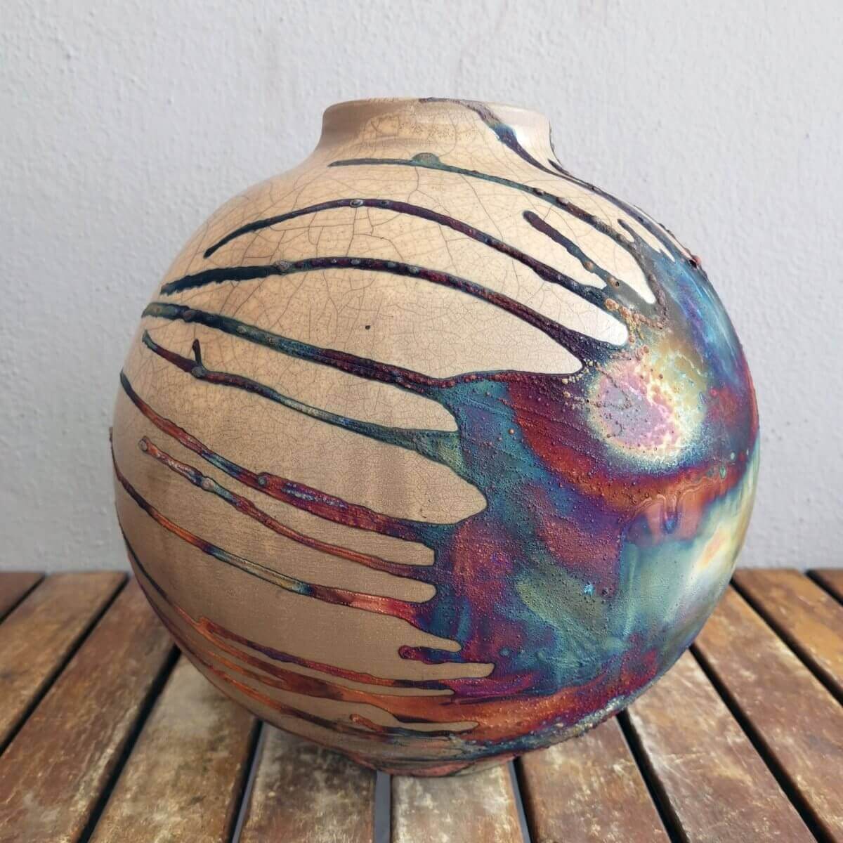 Raku pottery vase ceramic home decor