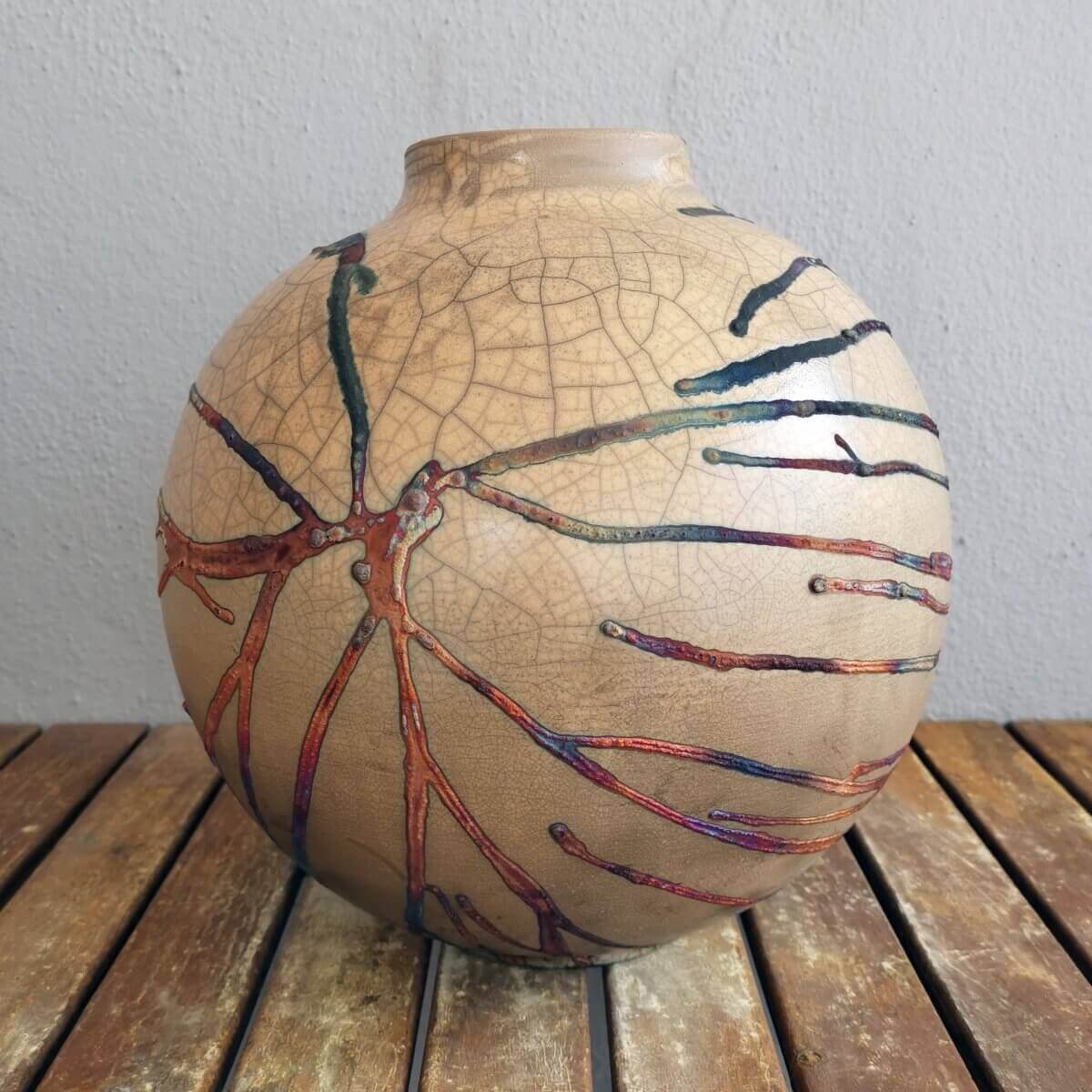 Raku pottery vase ceramic home decor