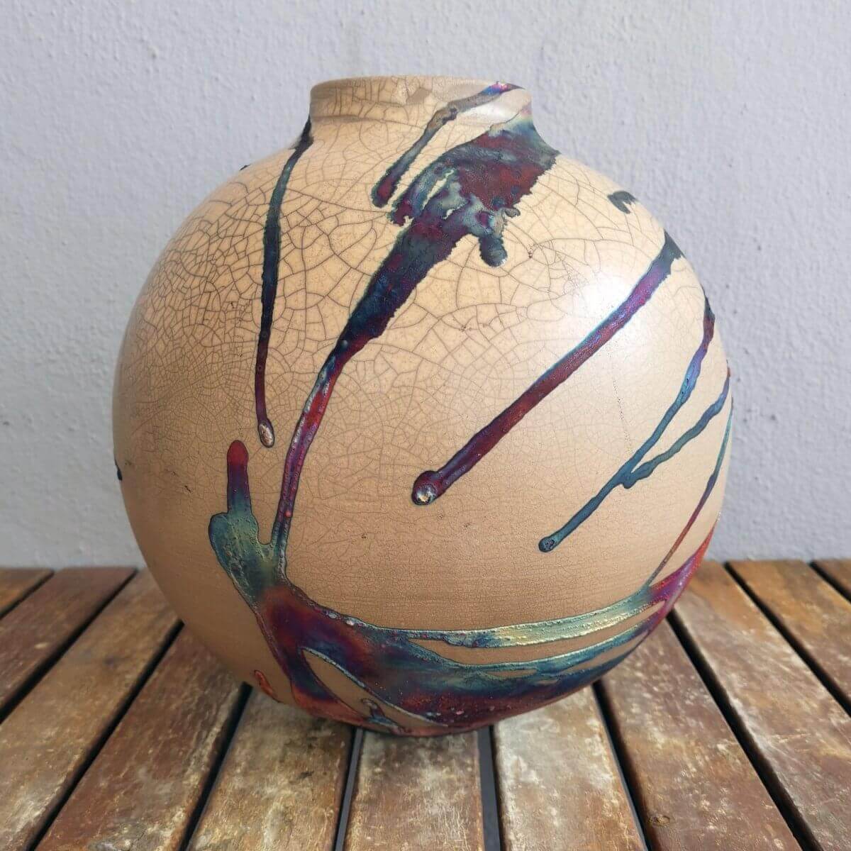 Raku pottery vase ceramic home decor