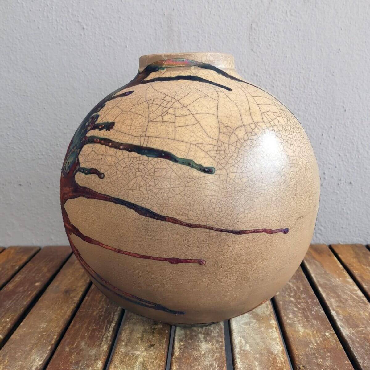 Raku pottery vase ceramic home decor