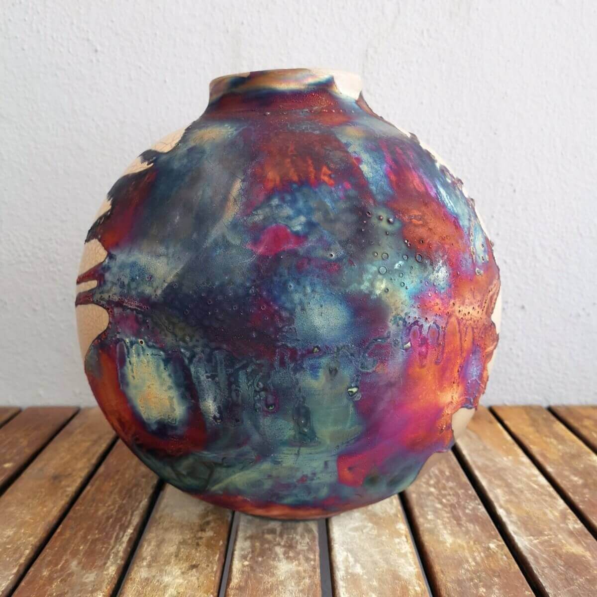 Raku pottery vase ceramic home decor