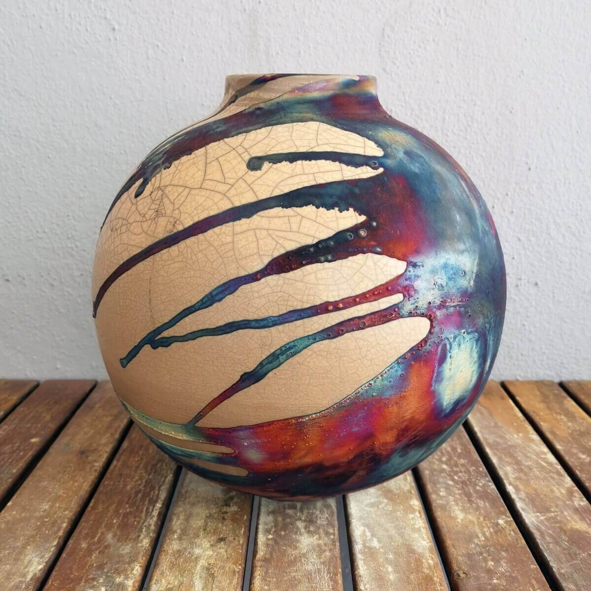 Raku pottery vase ceramic home decor