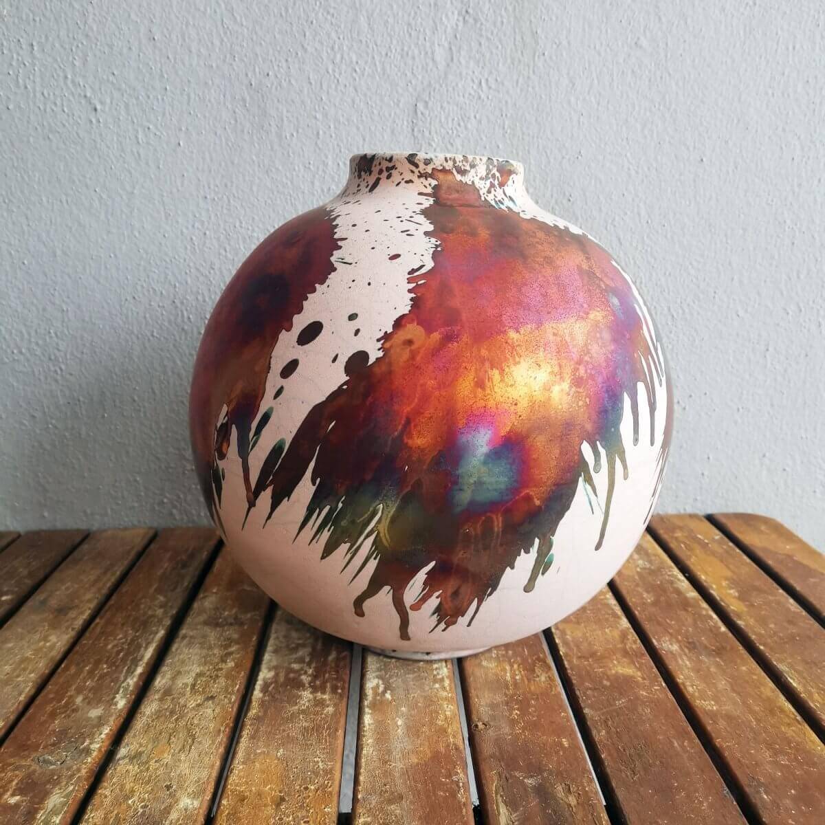 Raku pottery vase ceramic home decor