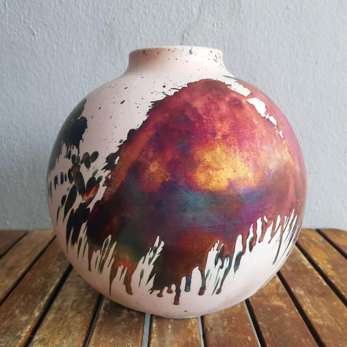 Raku pottery vase ceramic home decor