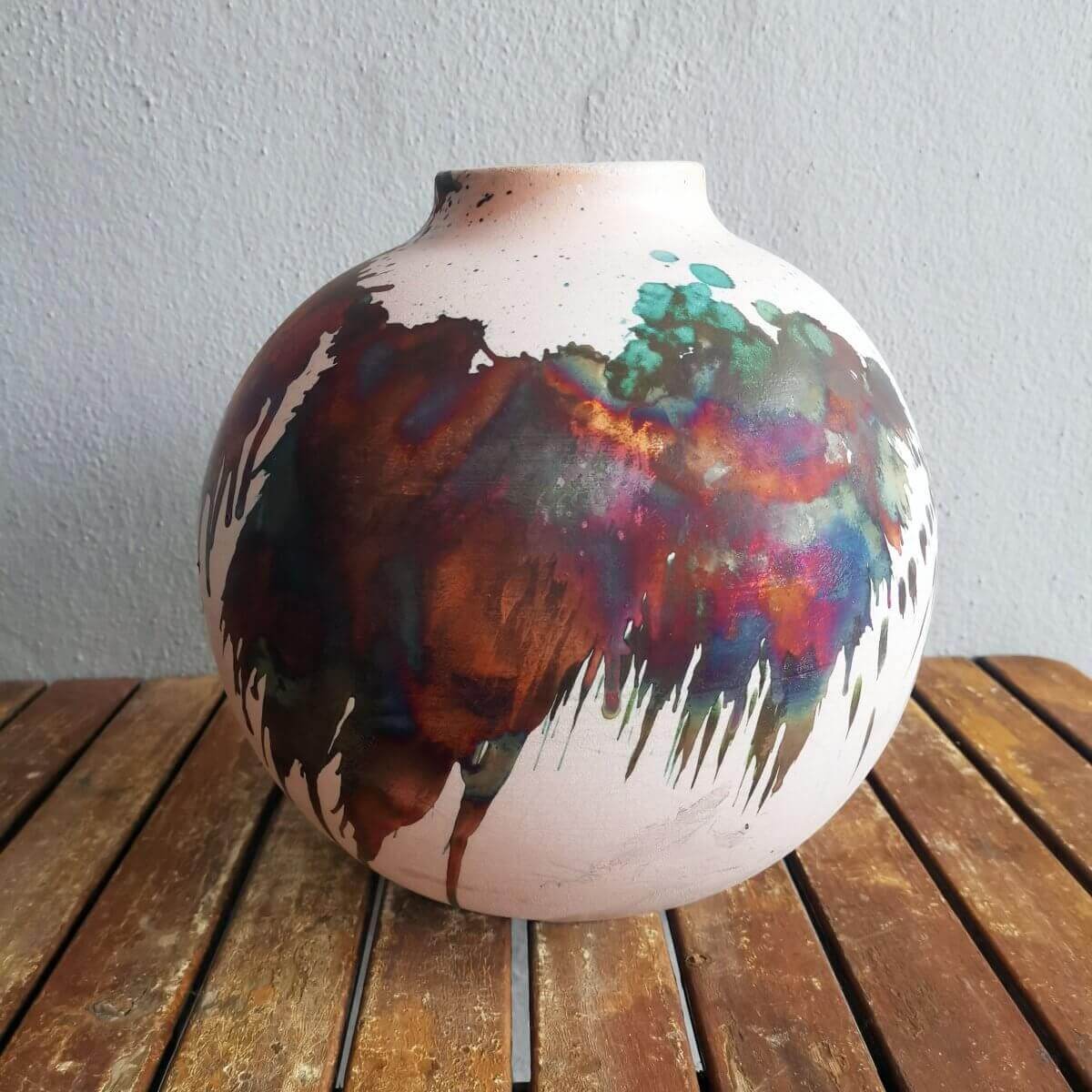 Raku pottery vase ceramic home decor