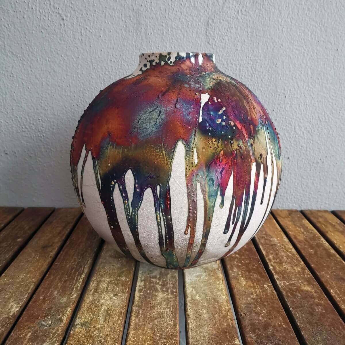 Raku pottery vase ceramic home decor