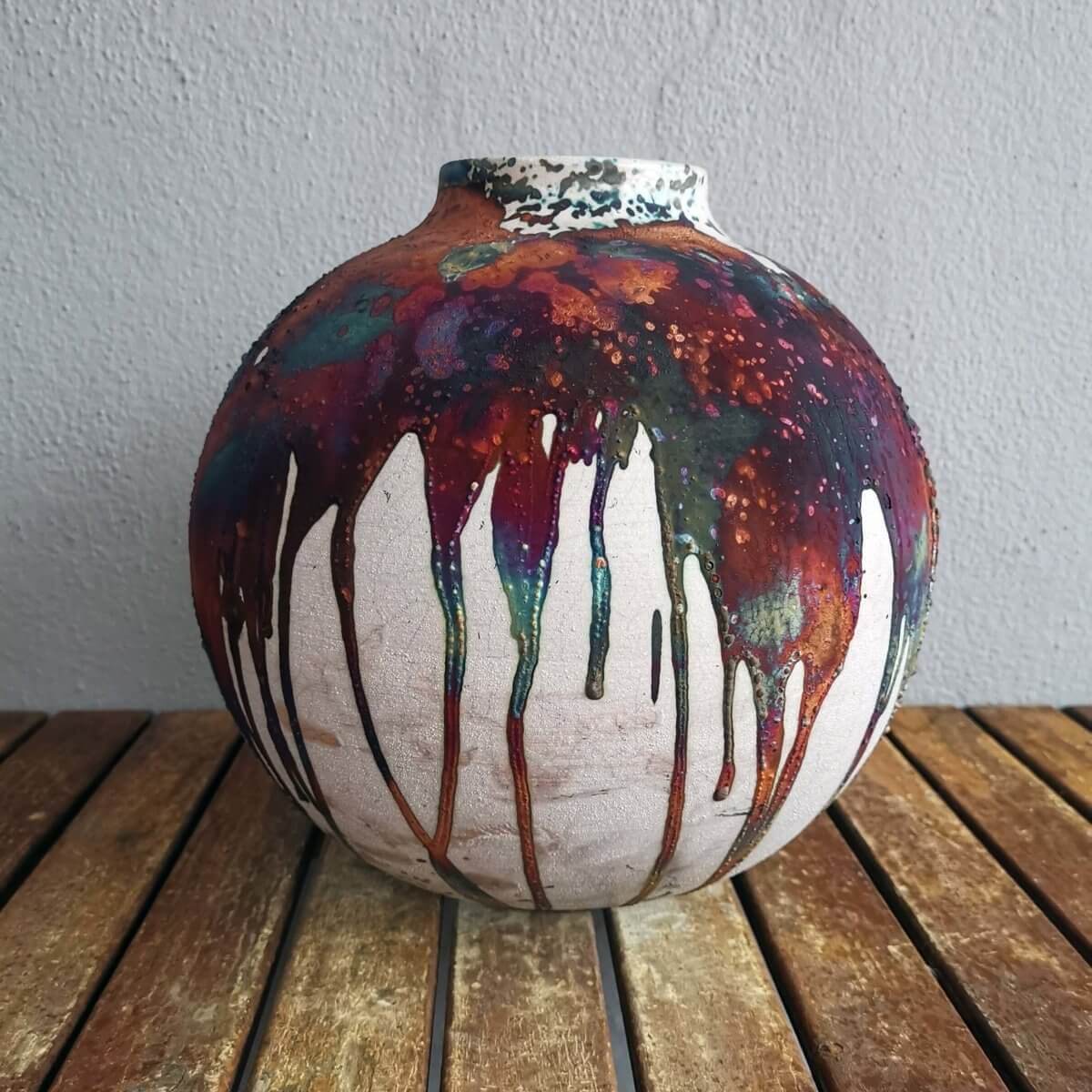 Raku pottery vase ceramic home decor