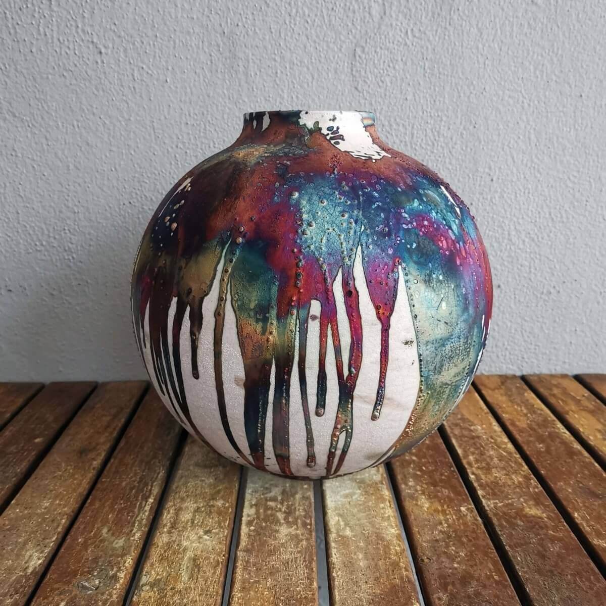 Raku pottery vase ceramic home decor