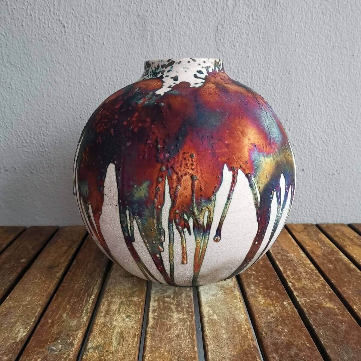 Raku pottery vase ceramic home decor