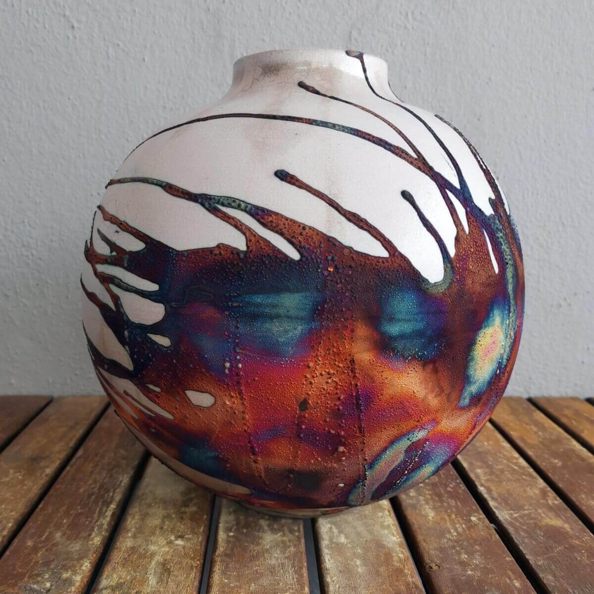 Raku pottery vase ceramic home decor