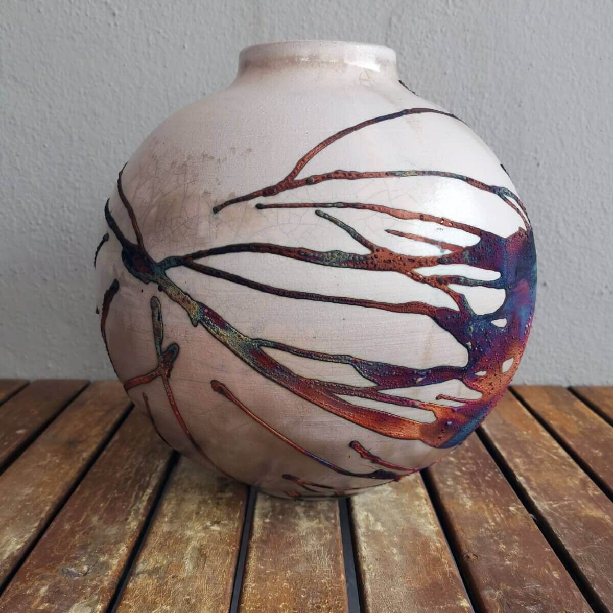 Raku pottery vase ceramic home decor