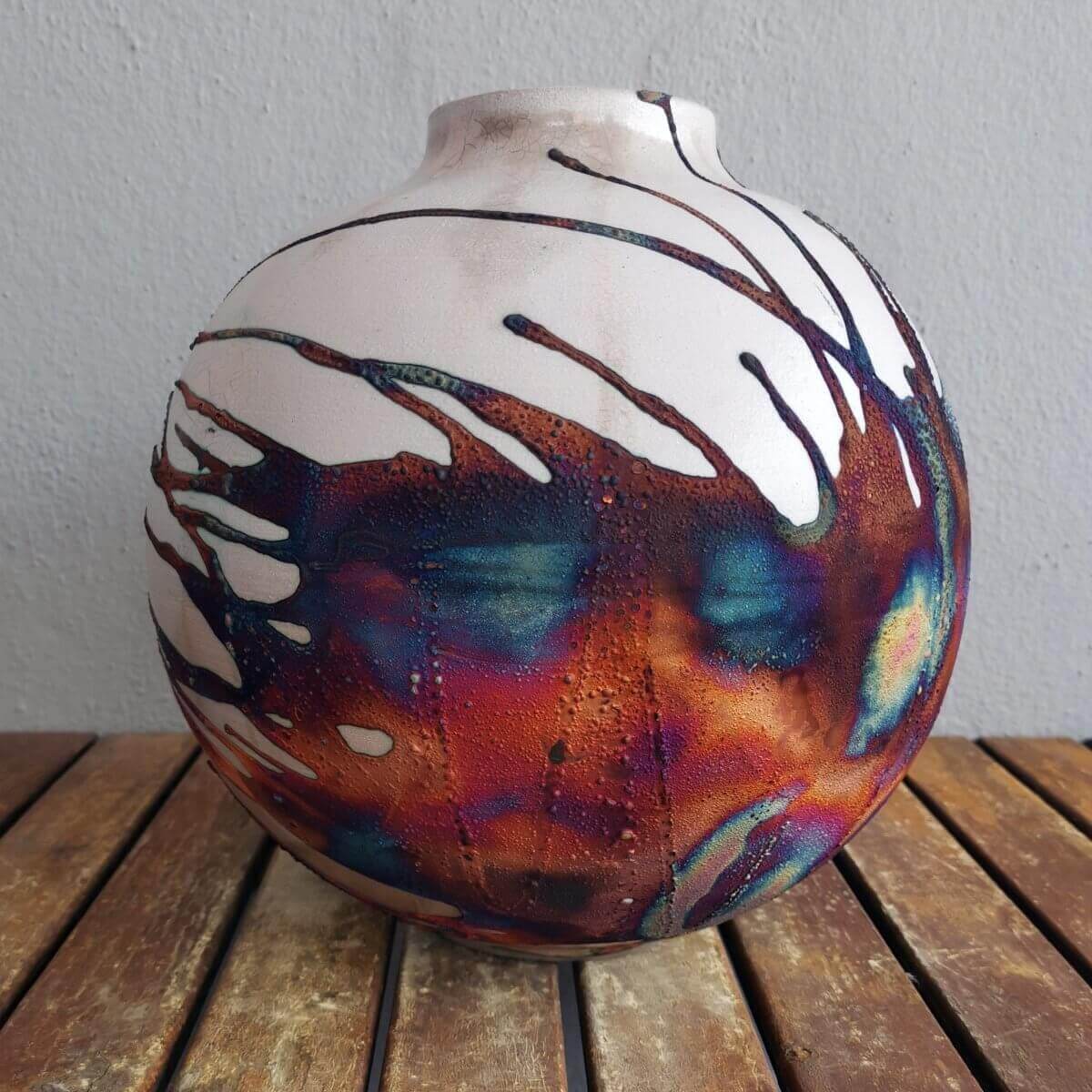 Raku pottery vase ceramic home decor
