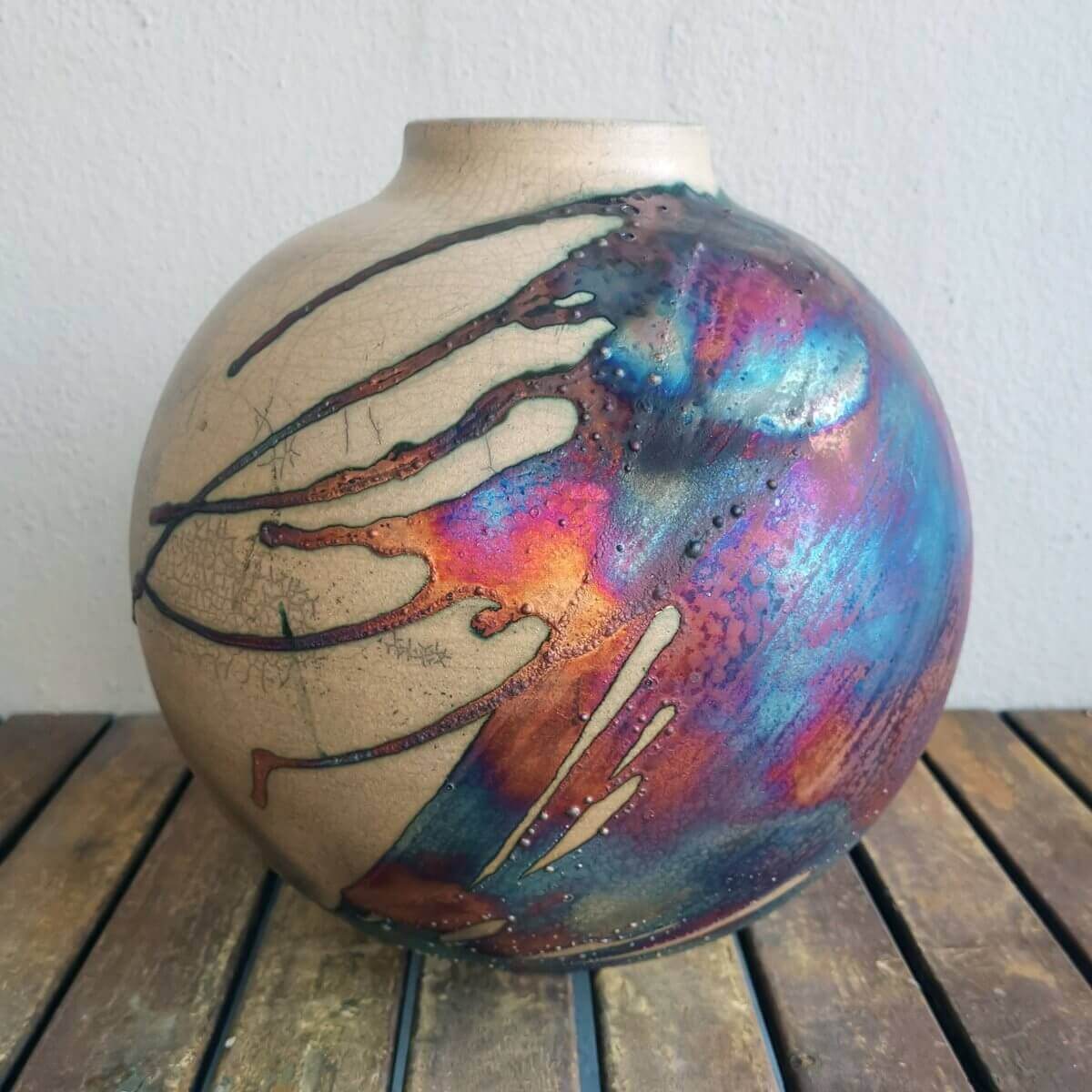 Raku pottery vase ceramic home decor