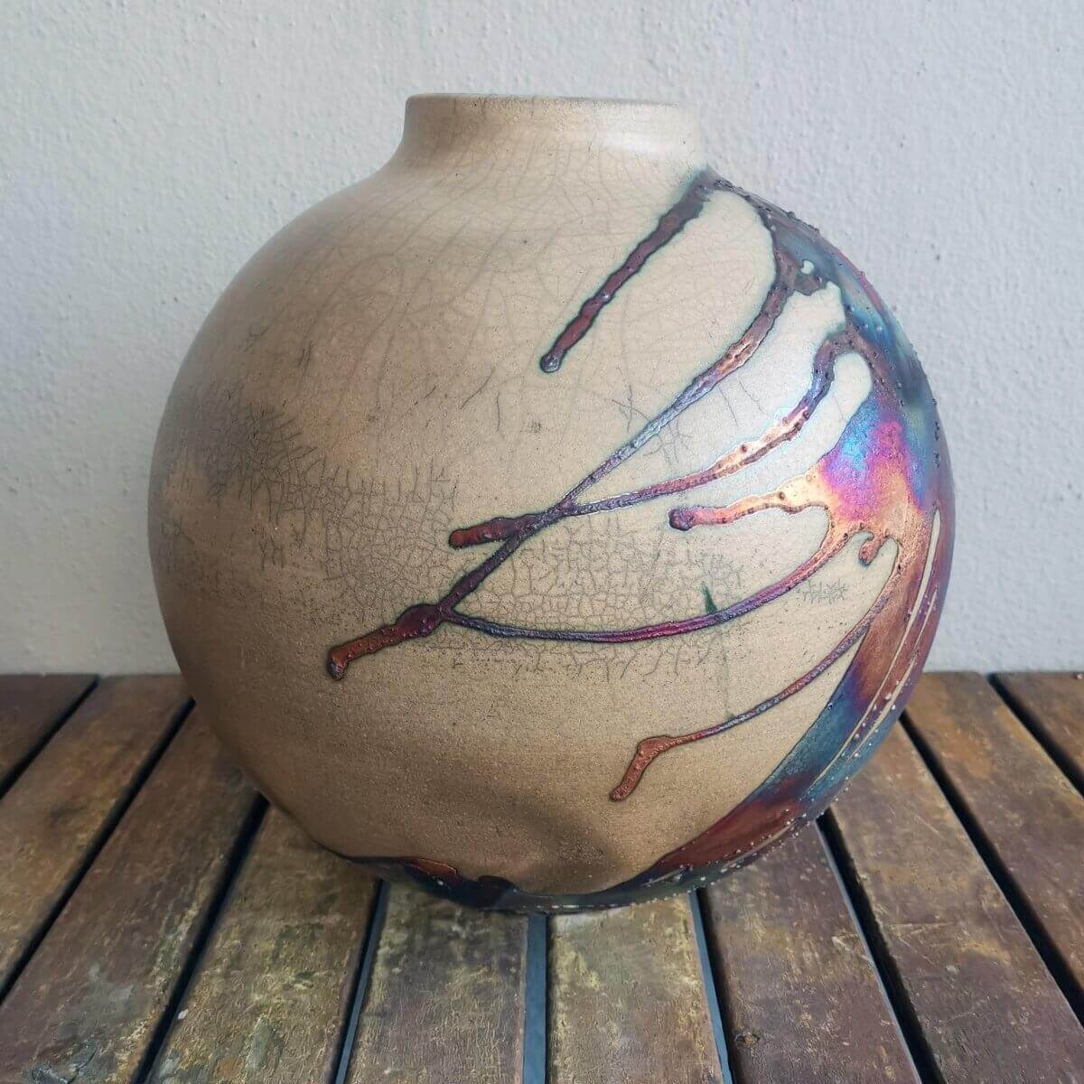 Raku pottery vase ceramic home decor