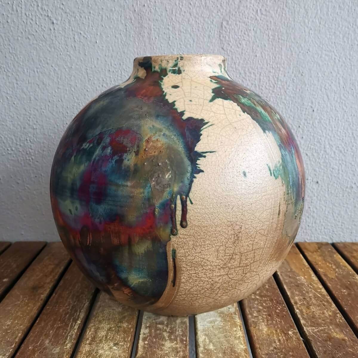 Raku pottery vase ceramic home decor