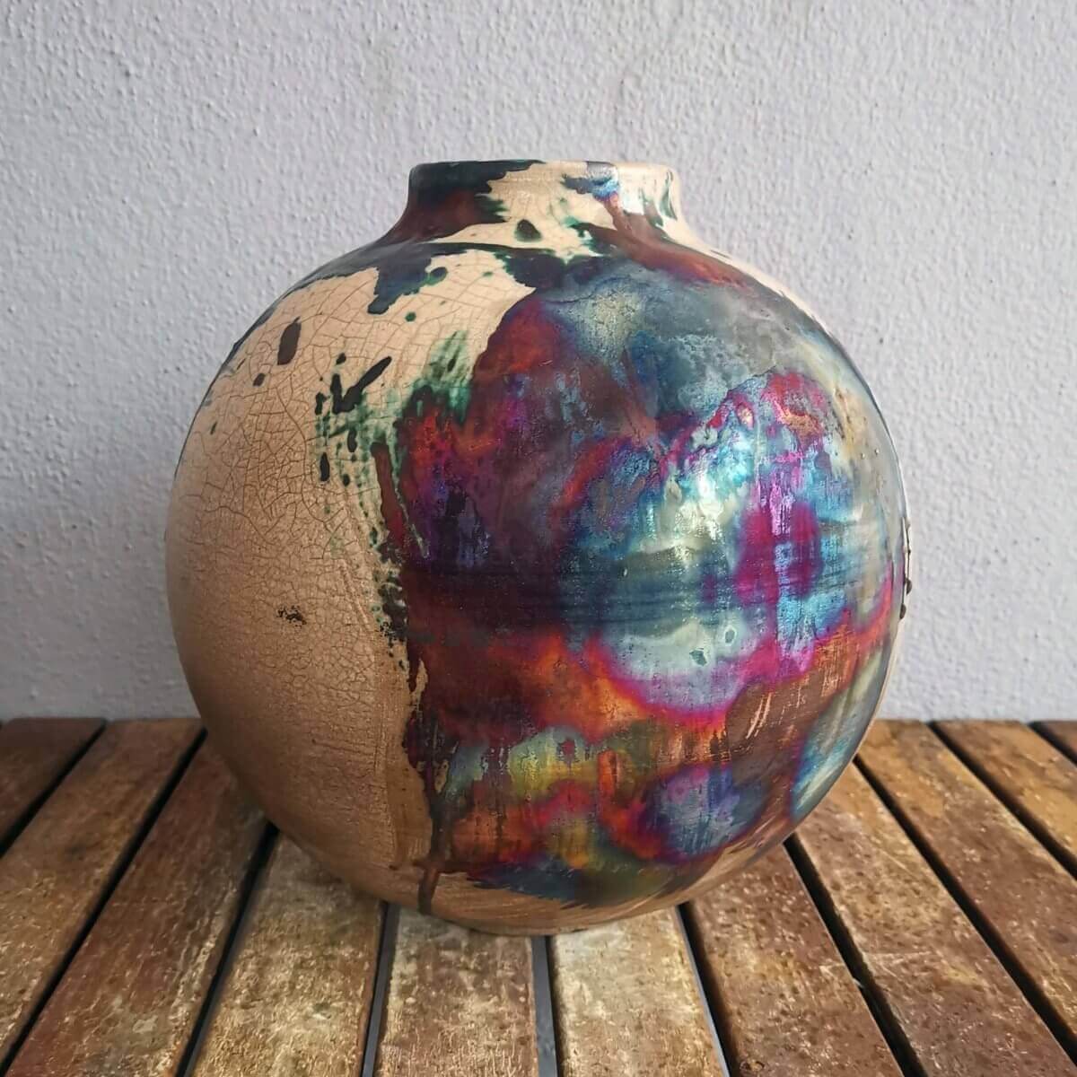 Raku pottery vase ceramic home decor