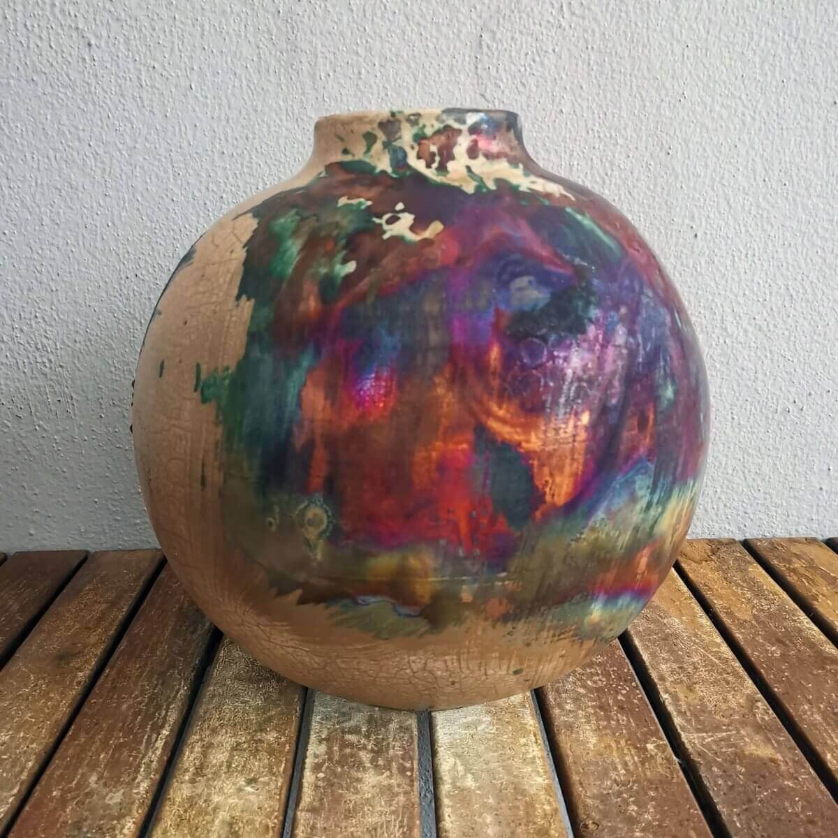 Raku pottery vase ceramic home decor