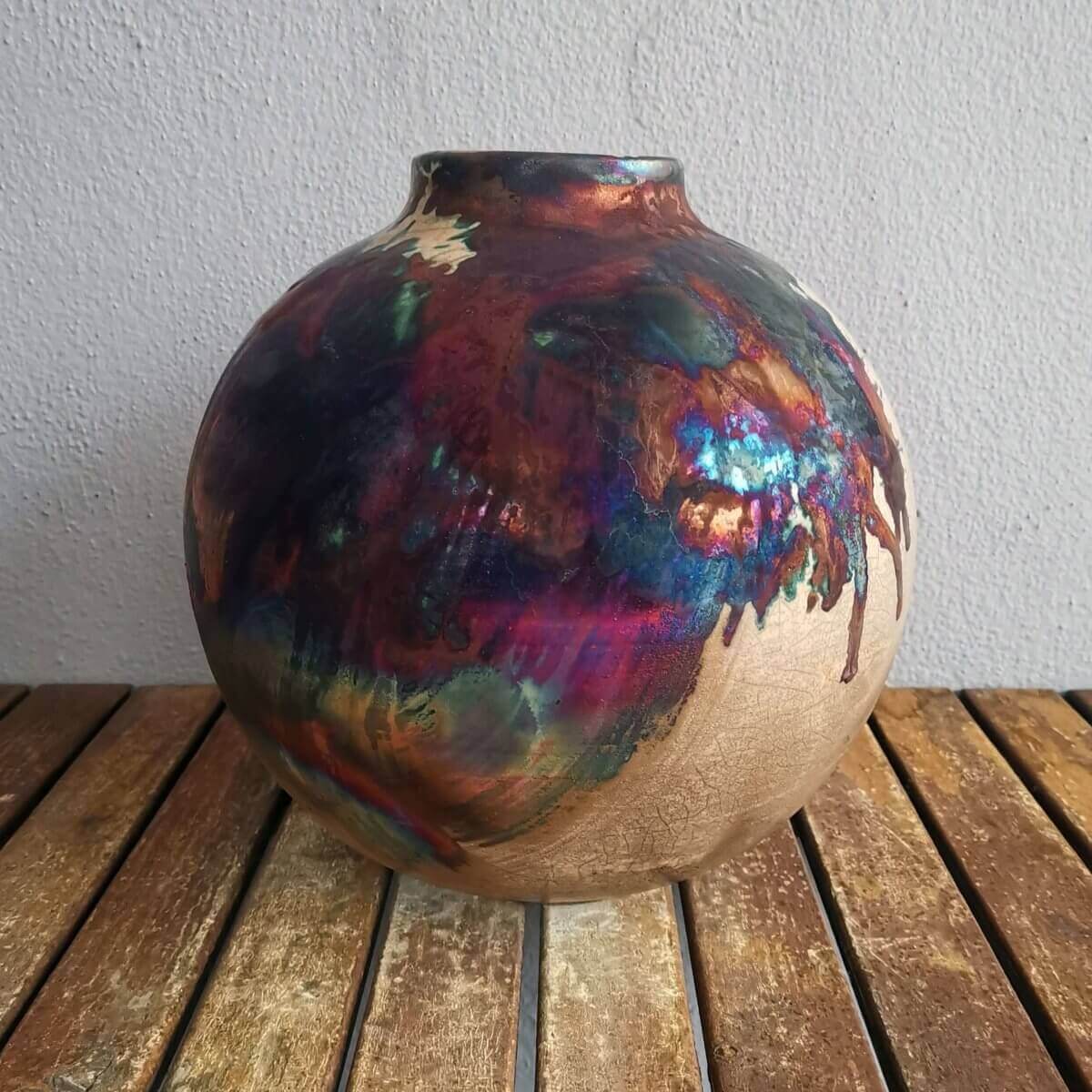 Raku pottery vase ceramic home decor