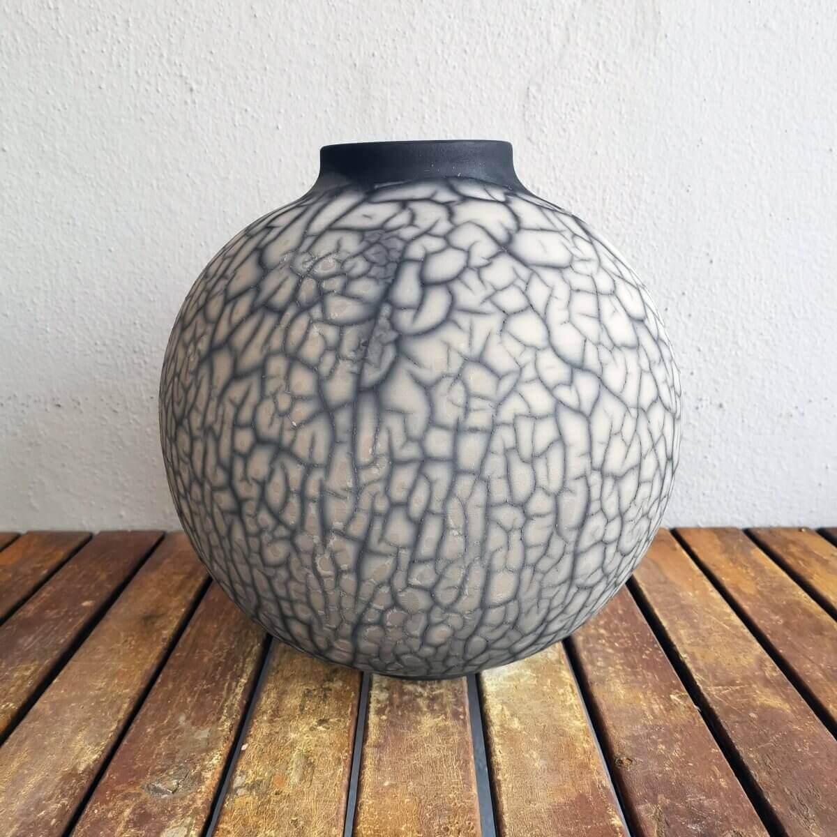 Raku pottery vase ceramic home decor