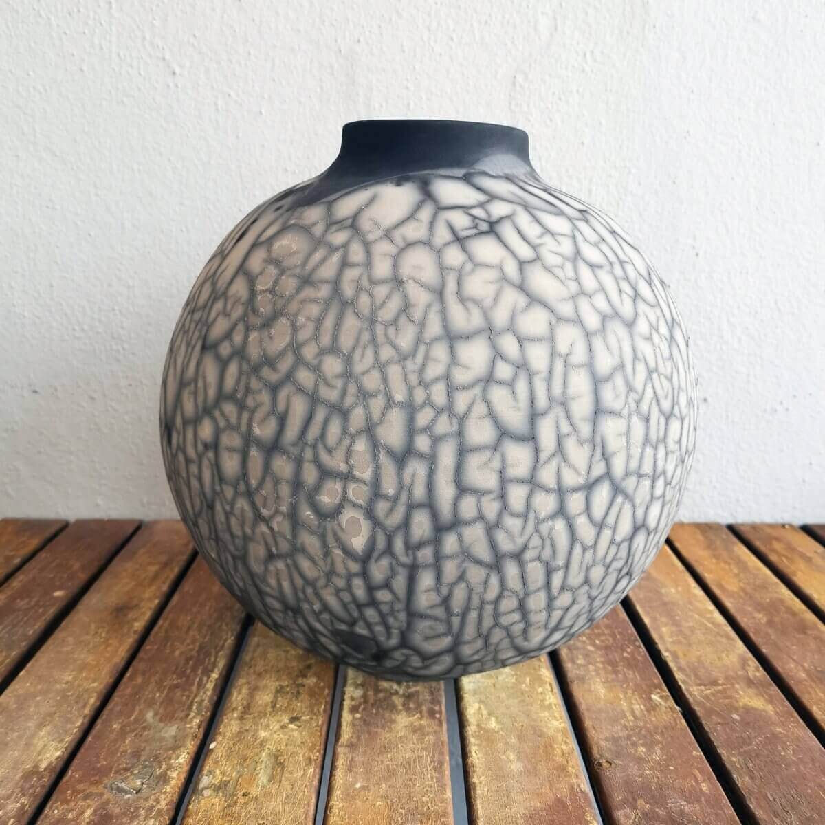 Raku pottery vase ceramic home decor