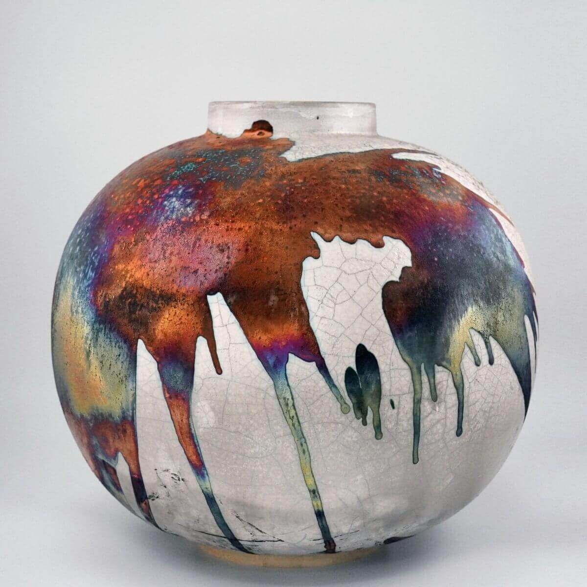 Raku pottery vase ceramic home decor