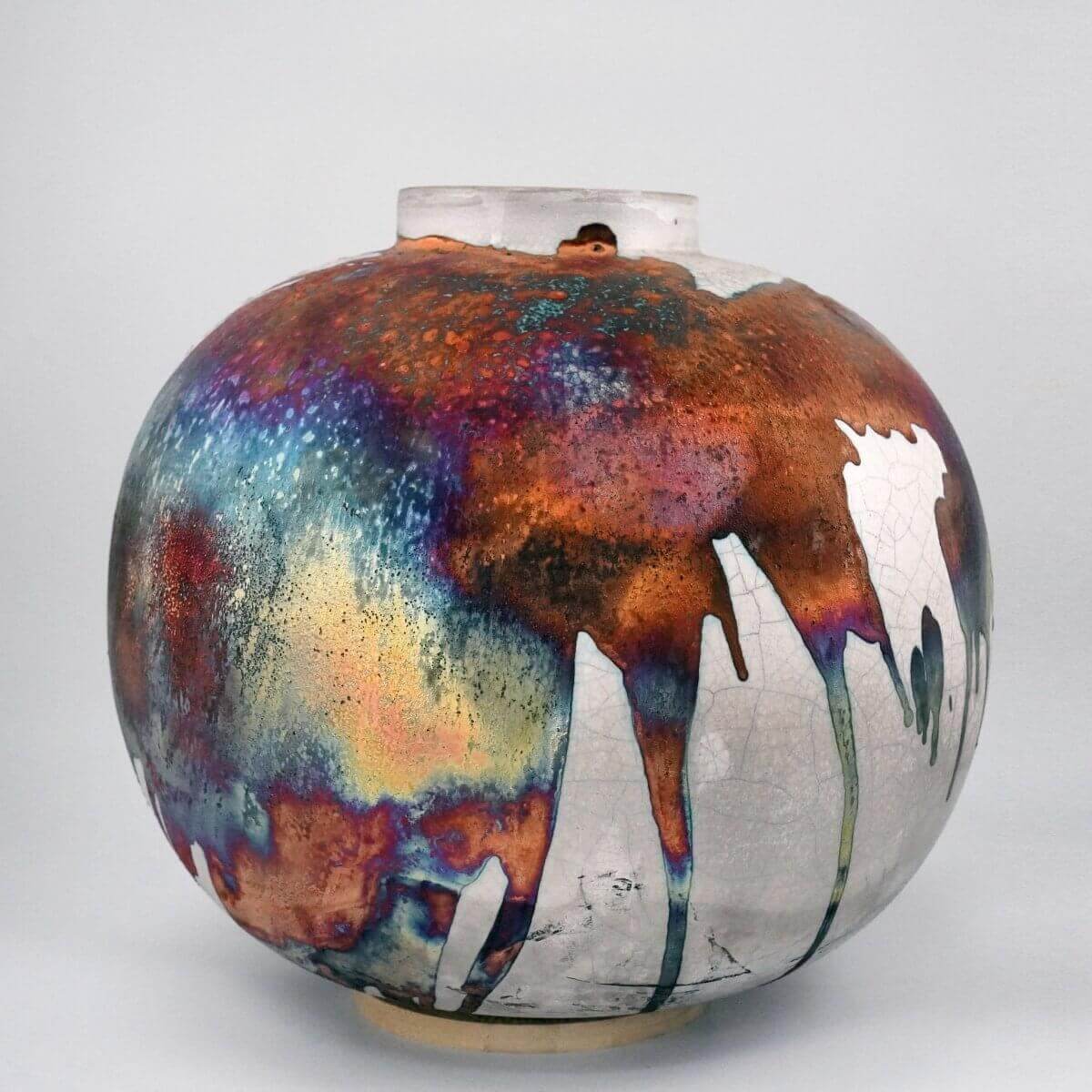 Raku pottery vase ceramic home decor