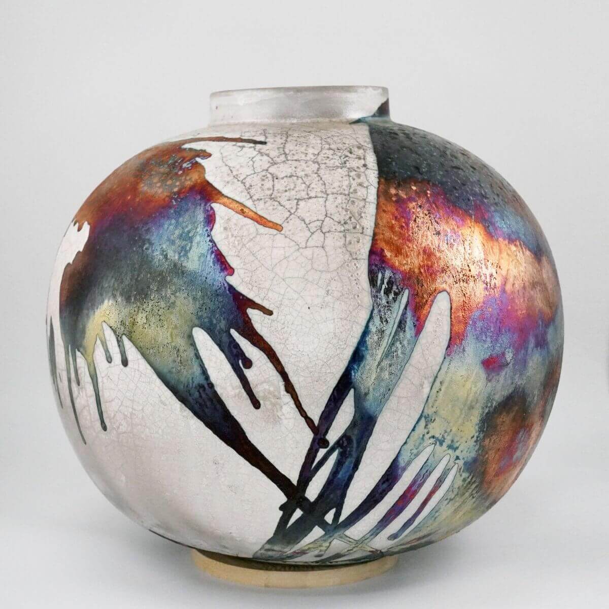 Raku pottery vase ceramic home decor