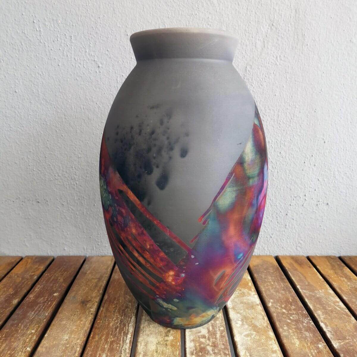 Raku pottery vase ceramic home decor