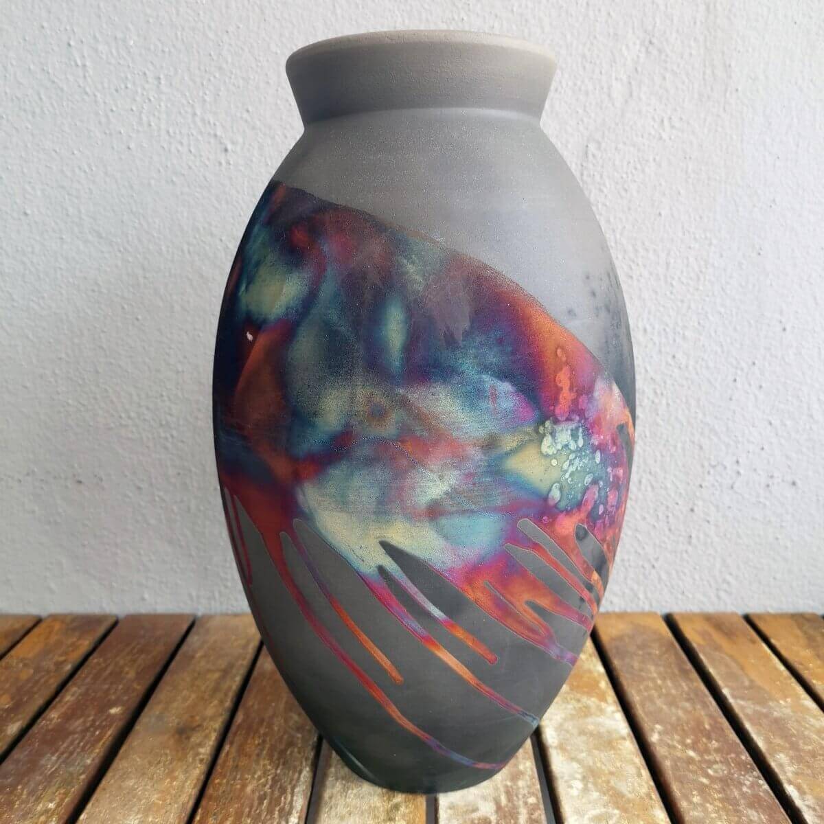Raku pottery vase ceramic home decor